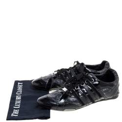 D&G Black Snakeskin Effect and Patent Leather Lace  Low Top Sneakers Size 42