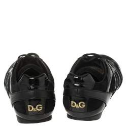 Pre Owned D&G Black Suede and Patent Leather Lace Up Low Top Sneakers Size 43
