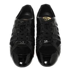 Pre Owned D&G Black Suede and Patent Leather Lace Up Low Top Sneakers Size 43