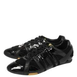 Pre Owned D&G Black Suede and Patent Leather Lace Up Low Top Sneakers Size 43