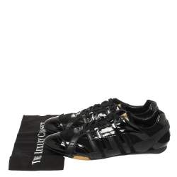 Pre Owned D&G Black Suede and Patent Leather Lace Up Low Top Sneakers Size 43