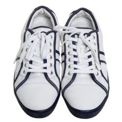 D&G White/Blue Leather And Suede Low Top Sneakers Size 42
