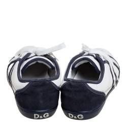 D&G White/Blue Leather And Suede Low Top Sneakers Size 42