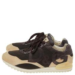 Pre Owned Dolce & Gabbana Brown/Beige Mesh And Suede Sneakers Size 44