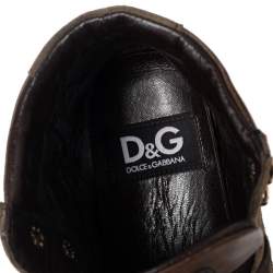 D&G Brown Suede and Leather Lace Up High Top Sneakers Size 41