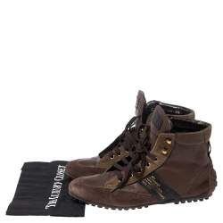 D&G Brown Suede and Leather Lace Up High Top Sneakers Size 41