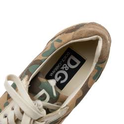 D&G Beige Leather And Camouflage Print Suede Low Top Sneakers Size 41