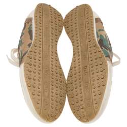D&G Beige Leather And Camouflage Print Suede Low Top Sneakers Size 41
