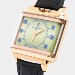 Pre Owned De Grisogono Lime 18k Rose Gold Alligator New Retro No.1 Men's Wristwatch 44 mm