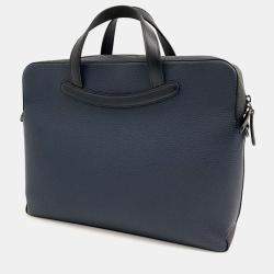 Pre Owned Delvaux Blue Leather X Rene Magritte Collaboration Computer Bag