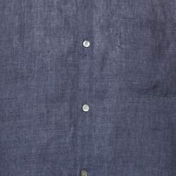 Derek Rose Navy Blue Linen Button Front Shirt M