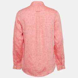 Derek Rose Pink Linen Long Sleeve Shirt M
