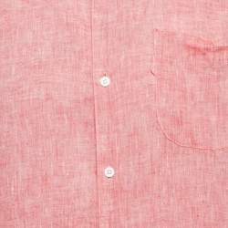 Derek Rose Pink Linen Long Sleeve Shirt M