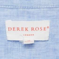 Derek Rose Blue Linen Long Sleeve Shirt M