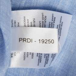 Derek Rose Blue Linen Long Sleeve Shirt M