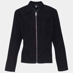 D&G Black Cotton Velvet Zip Front Shirt XXL