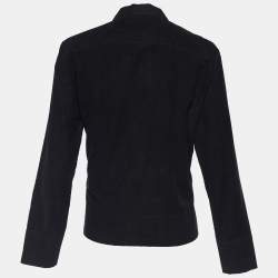 D&G Black Cotton Velvet Zip Front Shirt XXL