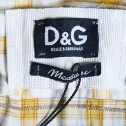 Pre Owned D&G Yellow Checkered Cotton Button Front Shirt XL
