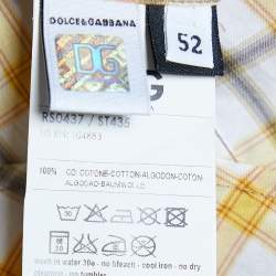 Pre Owned D&G Yellow Checkered Cotton Button Front Shirt XL