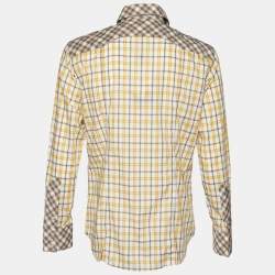 Pre Owned D&G Yellow Checkered Cotton Button Front Shirt XL