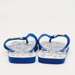 Pre Owned D&G Blue Velvet Pool Thong Flats Size 39.5