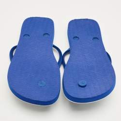 Pre Owned D&G Blue Velvet Pool Thong Flats Size 39.5