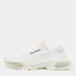 Pre Owned Dolce & Gabbana White Fabric Airmaster Low Top Sneakers Size 45