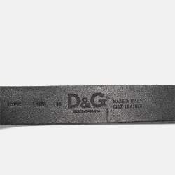 Pre Owned D&G Black Leather DG Logo Buckle Belt 95CM