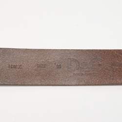 D&G Dark Brown Leather Logo Buckle Belt 90CM