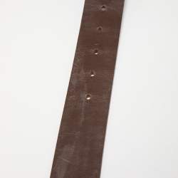 D&G Dark Brown Leather Logo Buckle Belt 90CM