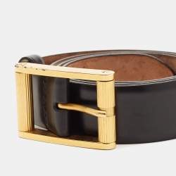 Pre Owned D&G Black Leather Buckle Belt 85 CM
