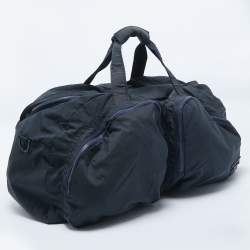 Pre Owned D&G Navy Blue Nylon Double Pocket Weekender Duffel Bag