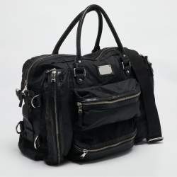 D&G Black Nylon Zipped Details Weekender Bag
