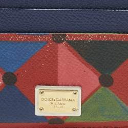 Pre Owned D&G Multicolor Printed Leather Card Holder