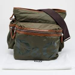 D&G Green/Brown Nylon and Leather Messenger Bag