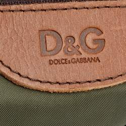 D&G Green/Brown Nylon and Leather Messenger Bag