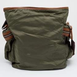 D&G Green/Brown Nylon and Leather Messenger Bag