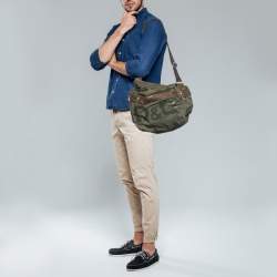 D&G Green/Brown Nylon and Leather Messenger Bag