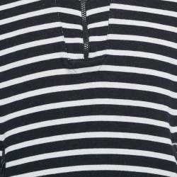 Pre Owned D&G Blue/White Striped Cotton Knit Hooded Sweatshirt XL