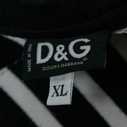 Pre Owned D&G Blue/White Striped Cotton Knit Hooded Sweatshirt XL