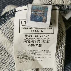 Pre Owned D&G Blue/White Striped Cotton Knit Hooded Sweatshirt XL