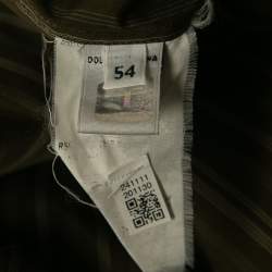 D&G Khaki Green Striped Cotton Slim Fit Shirt XXL