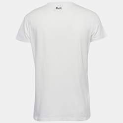 D&G White POP Print Cotton Crew Neck T-Shirt XL