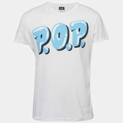 D&G White POP Print Cotton Crew Neck T-Shirt XL