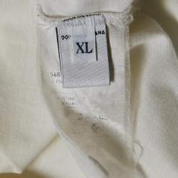D&G White POP Print Cotton Crew Neck T-Shirt XL