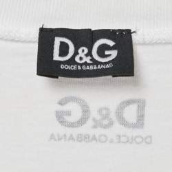 D&G White POP Print Cotton Crew Neck T-Shirt XL