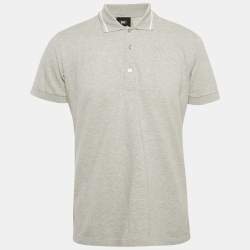 D&G Grey Cotton Pique Polo T-Shirt L