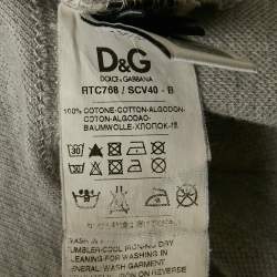 D&G Grey Cotton Pique Polo T-Shirt L