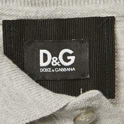 D&G Grey Cotton Pique Polo T-Shirt L