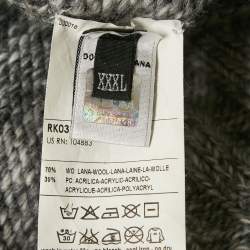 Pre Owned D&G Grey Wool Knit High Neck Sweater XXXL